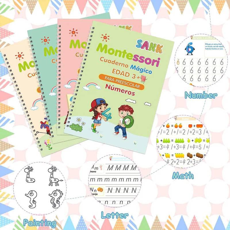 Set 4 Libros Reutilizables de Escritura📚- Tinta Mágica
