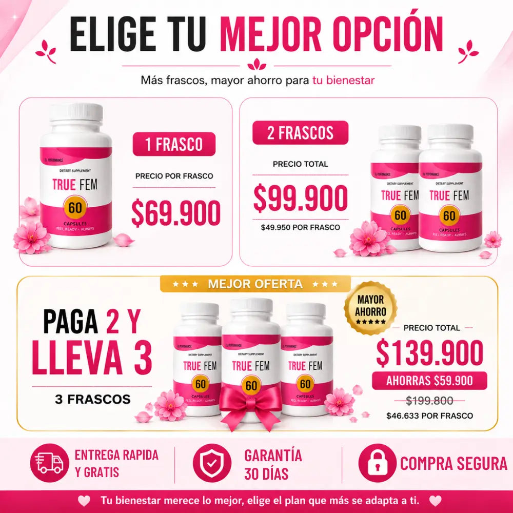 TRUE FEM🌸Equilibrio y Comodidad Diaria- 60 Capsulas