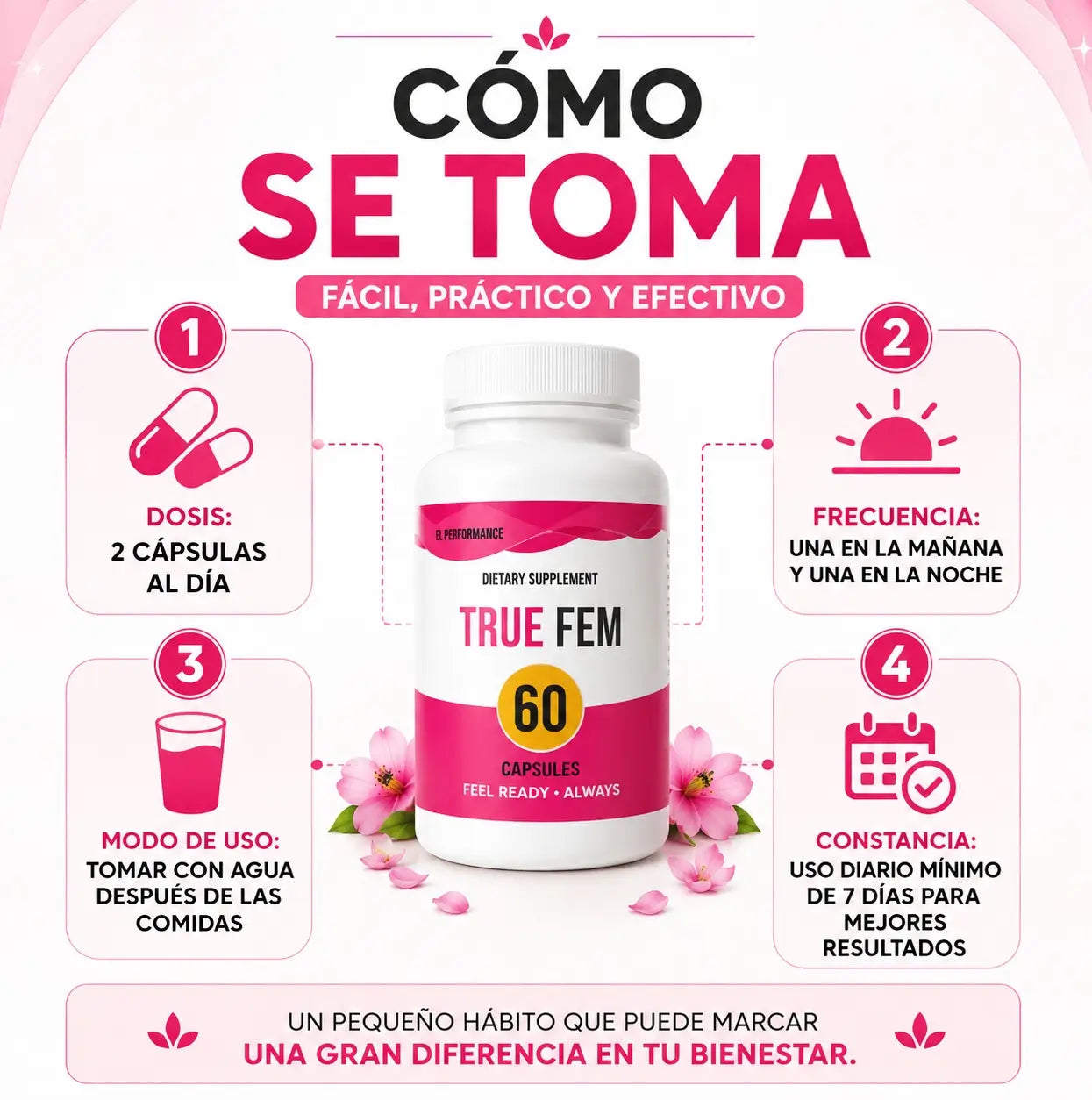 TRUE FEM🌸Equilibrio y Comodidad Diaria- 60 Capsulas