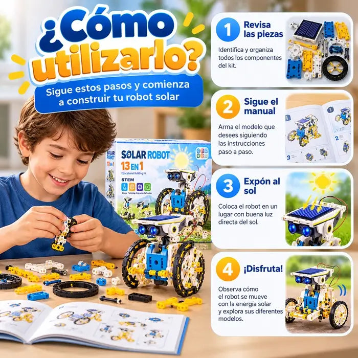Kit de Robótica Solar 13 en 1 🤖 : Construye 13 modelos