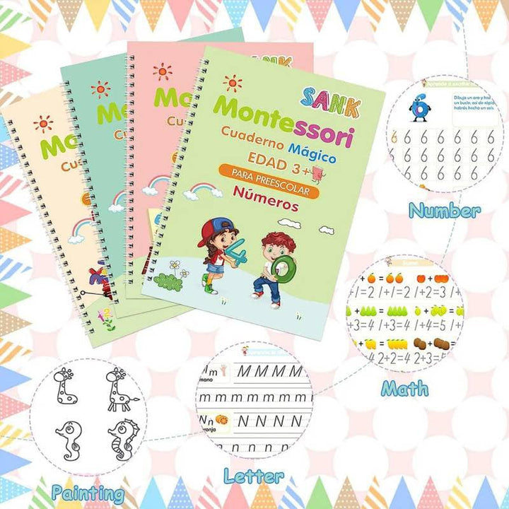 Set 4 Libros Reutilizables de Escritura📚- Tinta Mágica